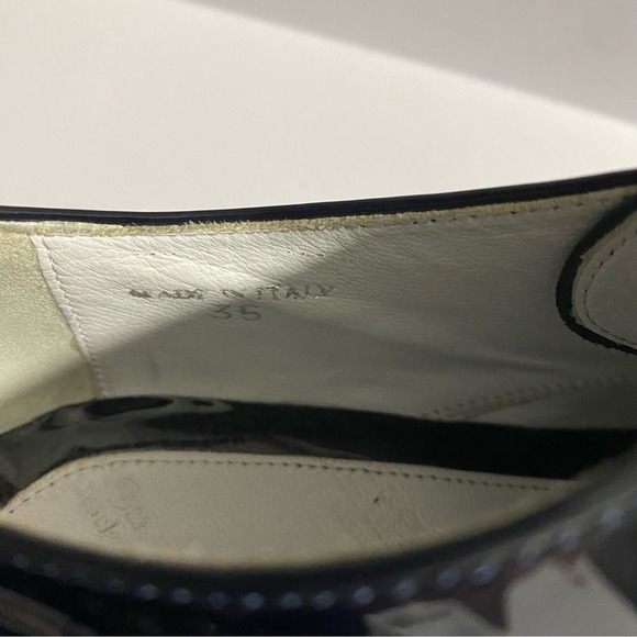 Maison Margiela Navy Patent Leather Lace Up Derby Dress Shoes White Stitch Heel - Picture 9 of 14